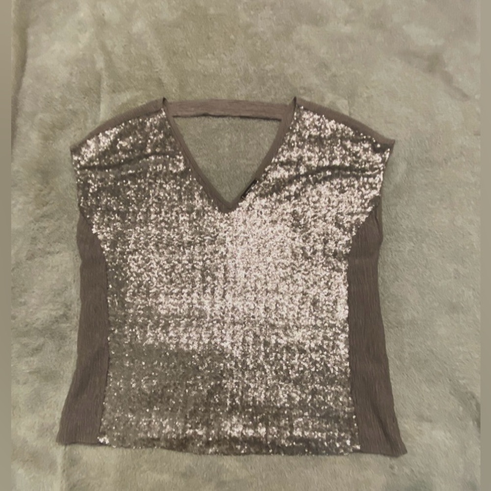 Stella & Dot Silver Sequin Tank Top